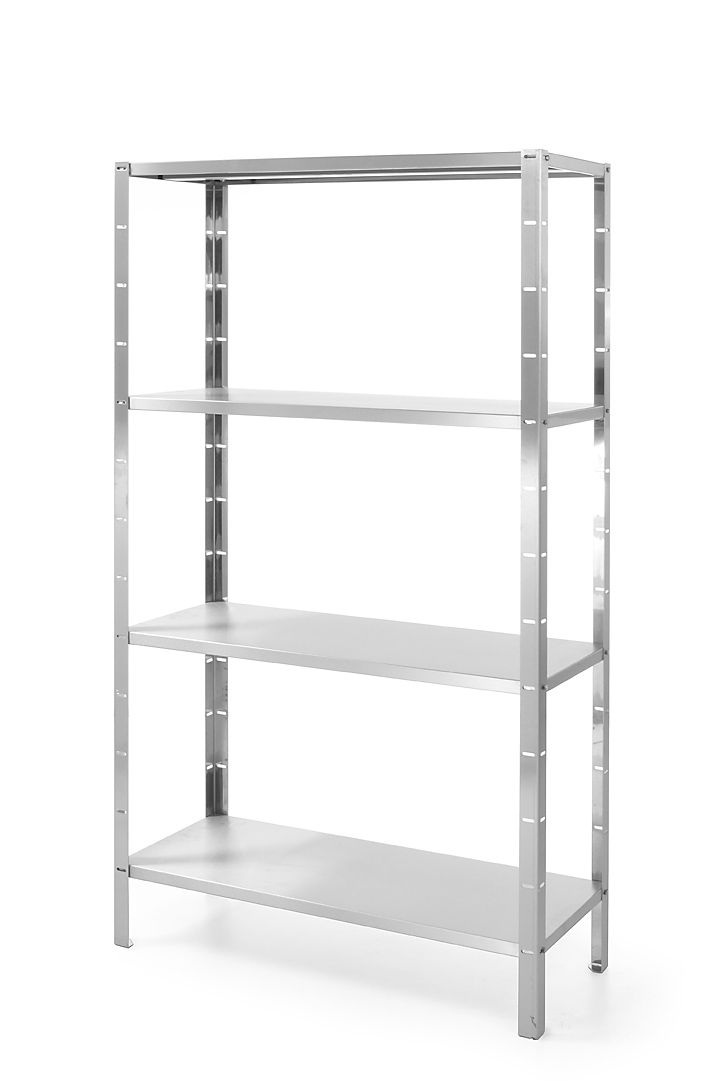 Skladovací regál so 4 plnými policami – skrutkový, HENDI, Kitchen Line, 1000x400x(H)1800mm