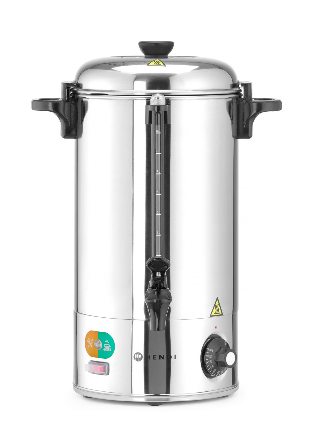 Varič nápojov jednostenný, HENDI, 9L, Strieborná, 230V/2200W, 370x332x(H)472mm 209882