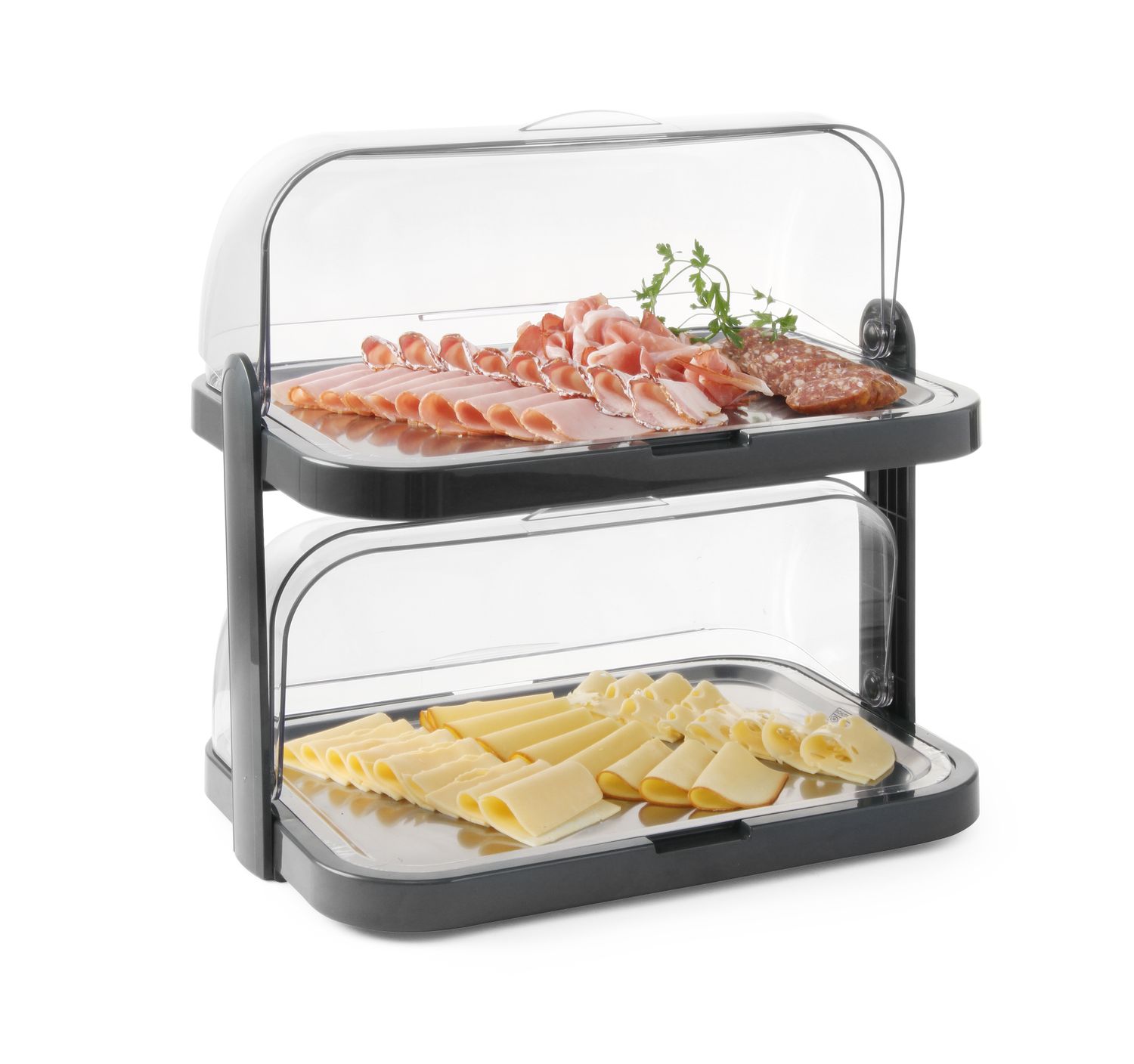 Dvojitá chladiaca roll-top vitrína Duo, UNIQ, HENDI, designed by Robert Bronwasser, Čierna, 480x355x(H)480mm Rolltop 871812
