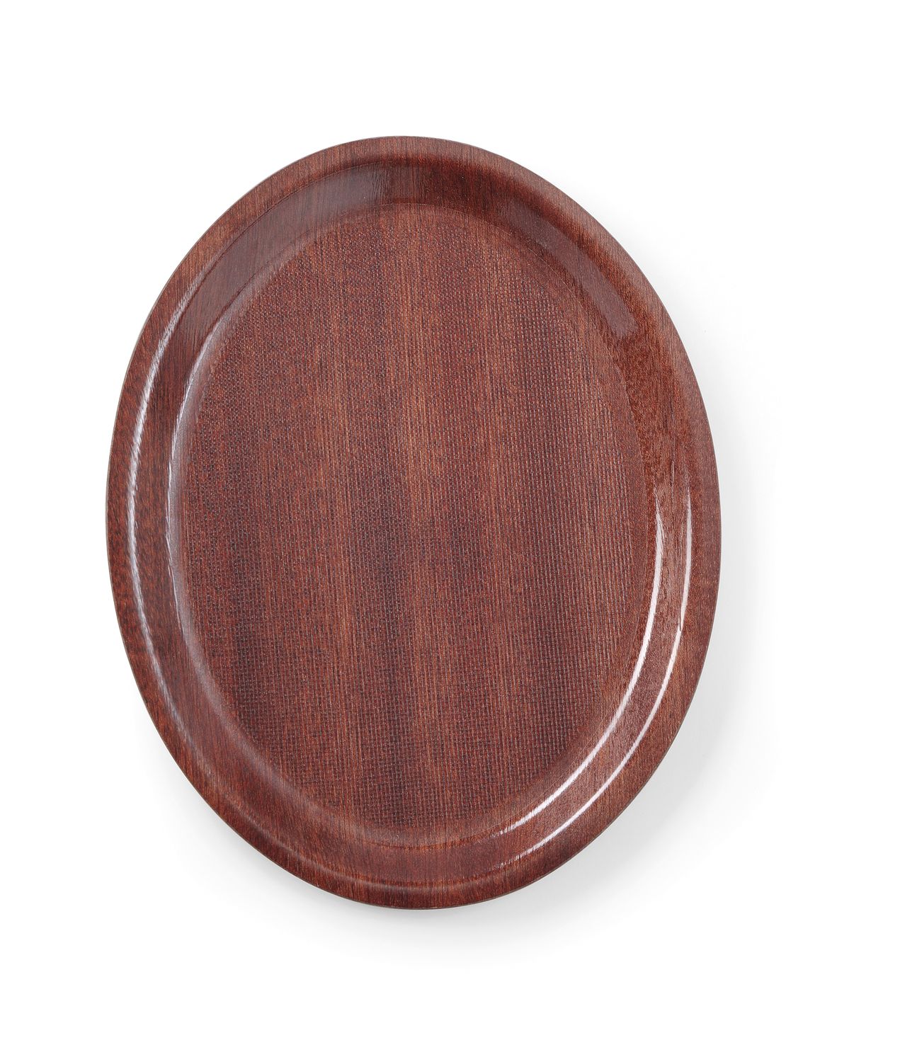 Laminovaný servírovací podnos, protišmykový, oválny, AmerBox, Mahagón, 200x265mm