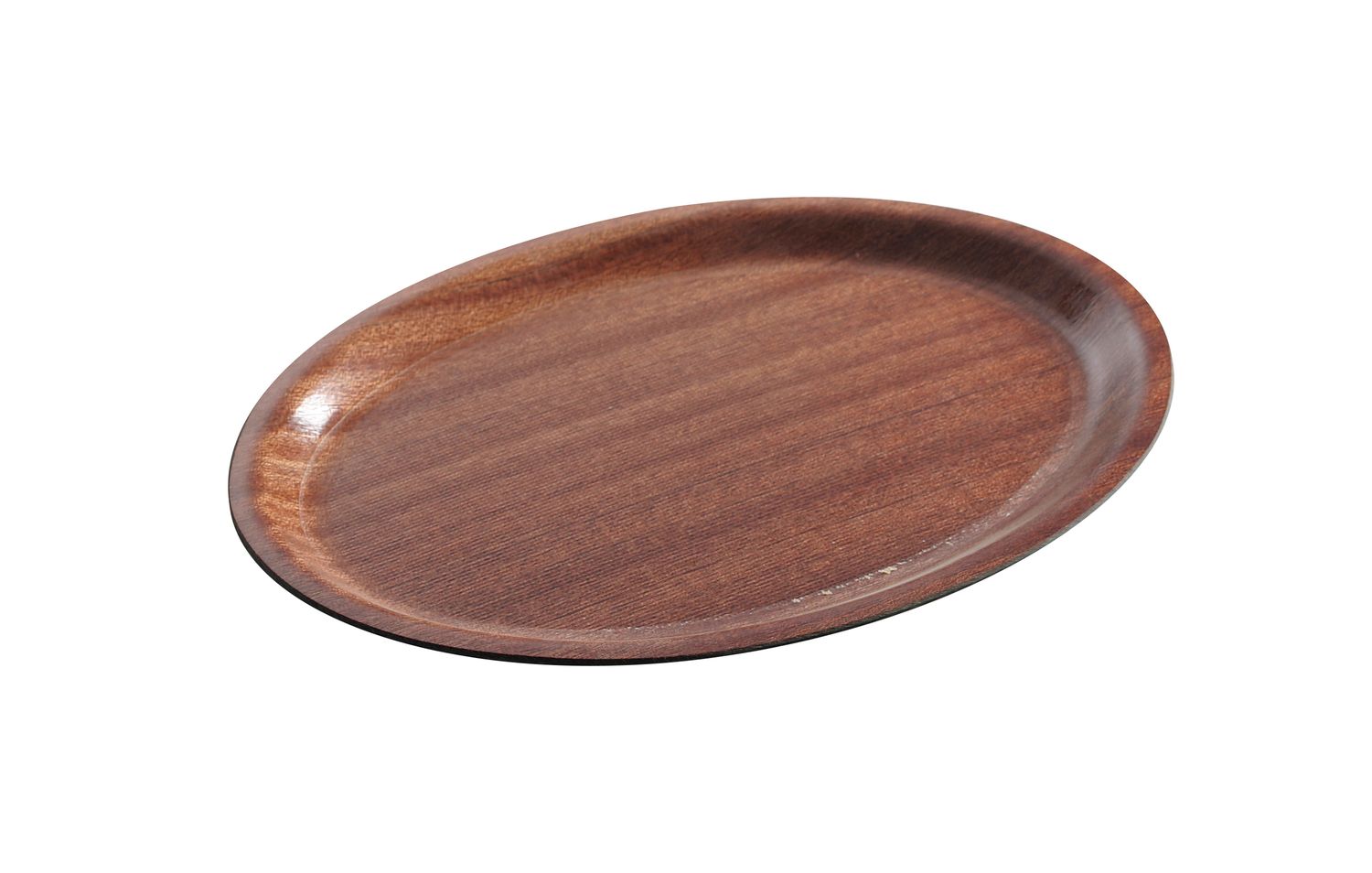 Laminovaný servírovací podnos, protišmykový, oválny, AmerBox, Mahagón, 200x265mm