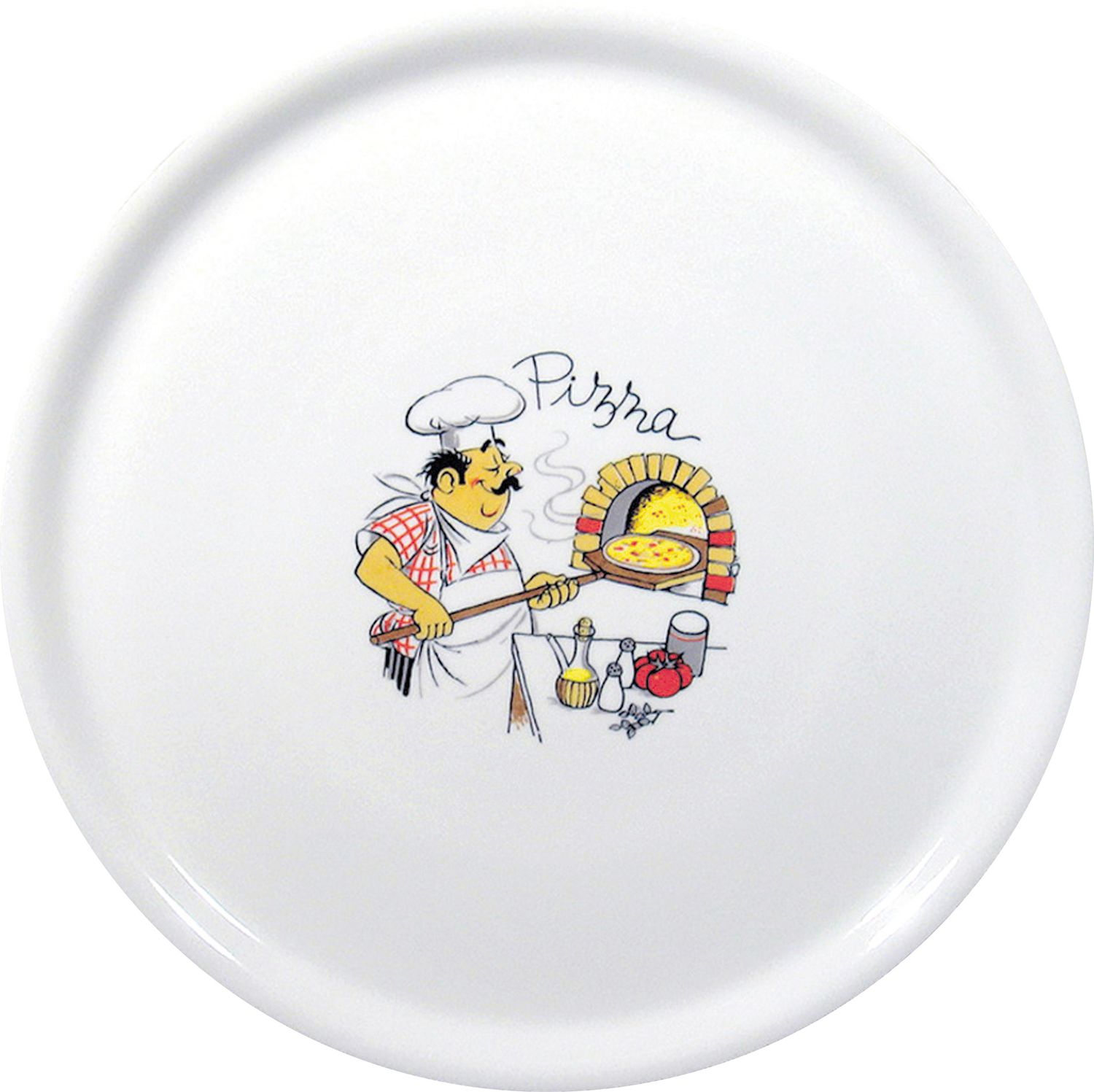 Tradičný tanier na pizzu, HENDI, Biela, ⌀330mm s potlačou 774892