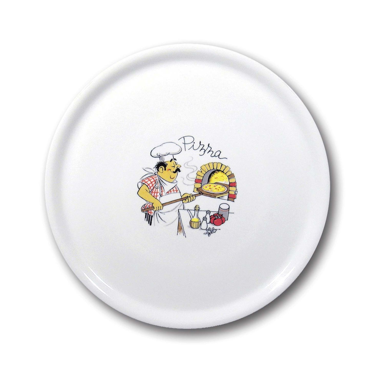 Tradičný tanier na pizzu, HENDI, Biela, ⌀330mm s potlačou 774892