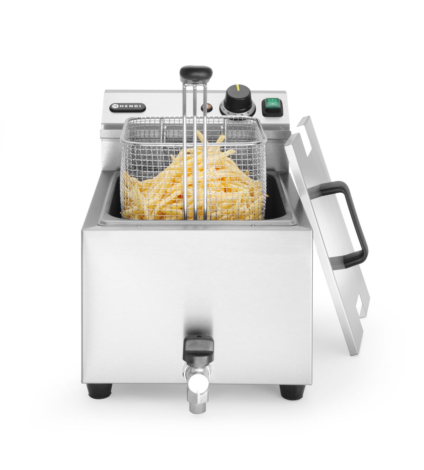 Manuálna fritéza Profi Line s vypúšťacím kohútikom, 8 l, HENDI, Profi Line, 8L, Svetlošedá, 230V/3500W, 305x515x(H)354mm Hendi 209202