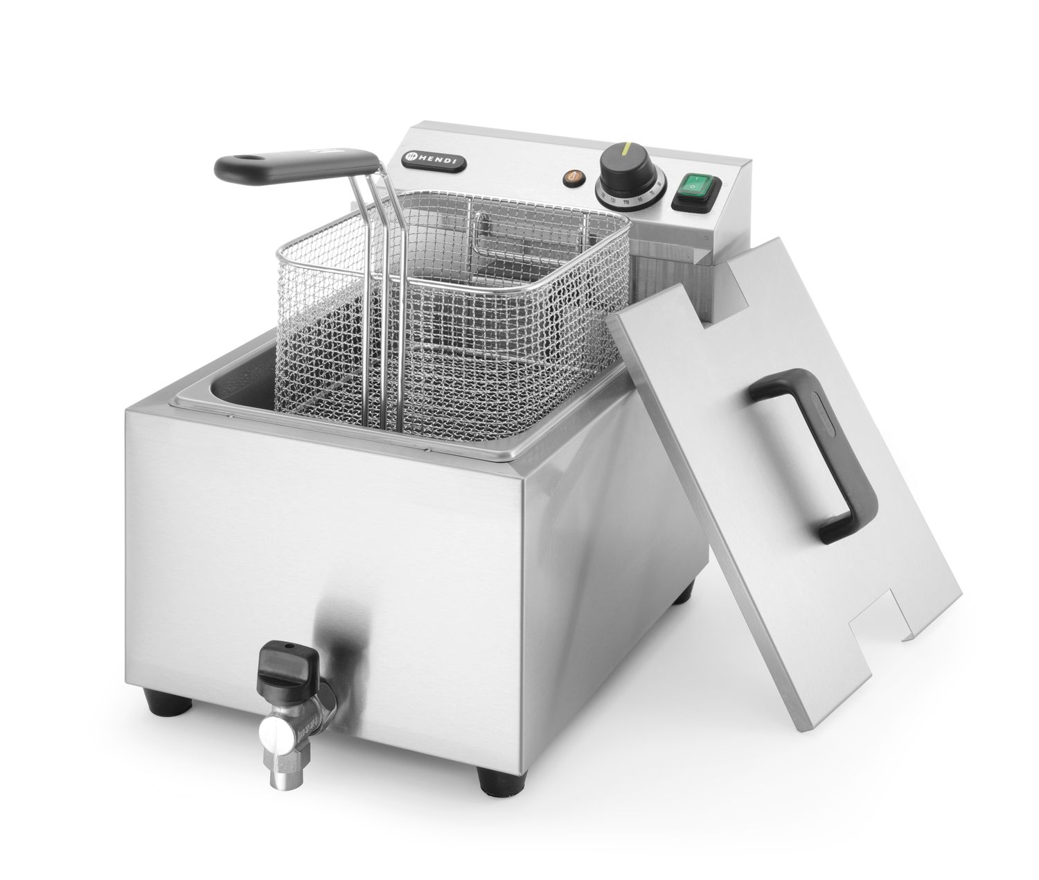 Manuálna fritéza Profi Line s vypúšťacím kohútikom, 8 l, HENDI, Profi Line, 8L, Svetlošedá, 230V/3500W, 305x515x(H)354mm Hendi 209202