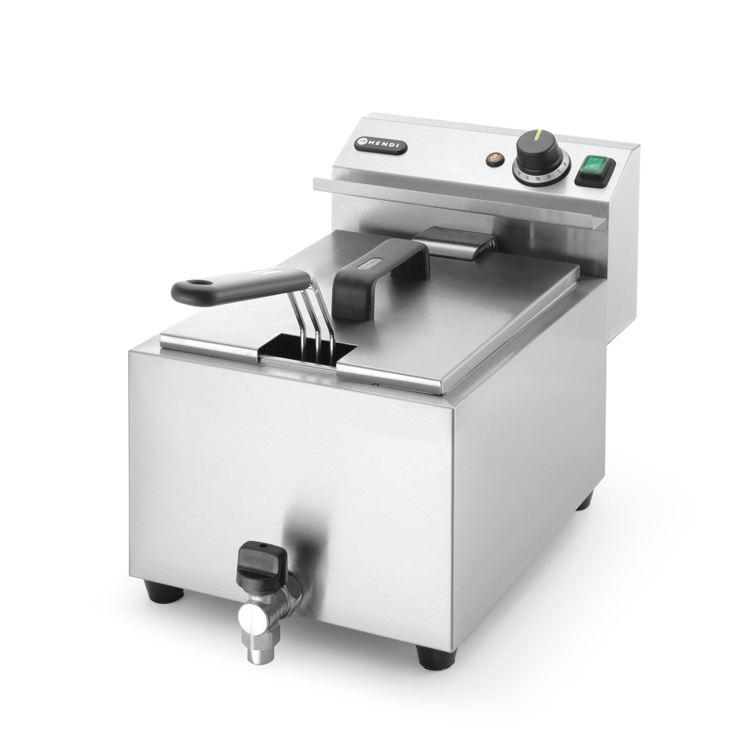 Manuálna fritéza Profi Line s vypúšťacím kohútikom, 8 l, HENDI, Profi Line, 8L, Svetlošedá, 230V/3500W, 305x515x(H)354mm Hendi 209202