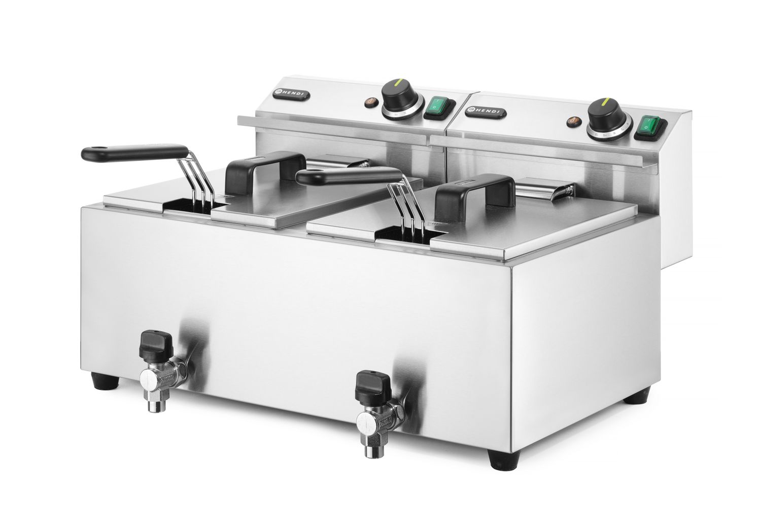 Manuálna fritéza Profi Line s vypúšťacím kohútikom, 2× 8 l, HENDI, Profi Line, 16L, 230V/7000W, 610x515x(H)369mm Hendi 209301
