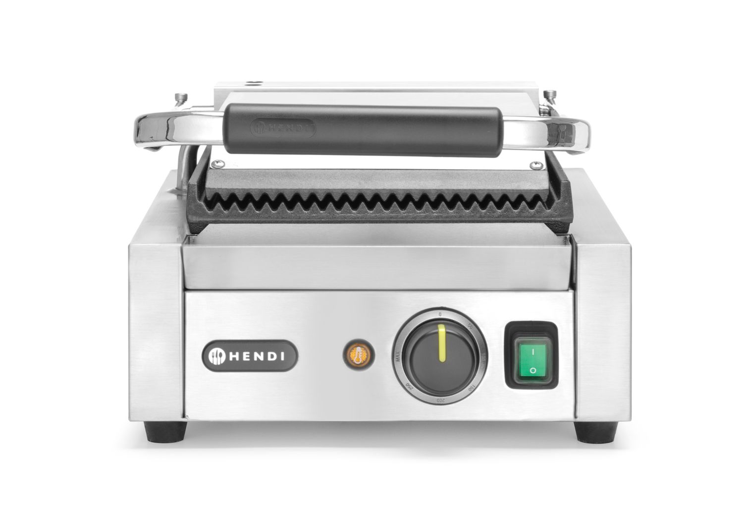 Jednoduchý kontaktný gril, HENDI, drážkovaný vrch a spodok, 230V/1800W, 310x426x(H)210mm H 263501