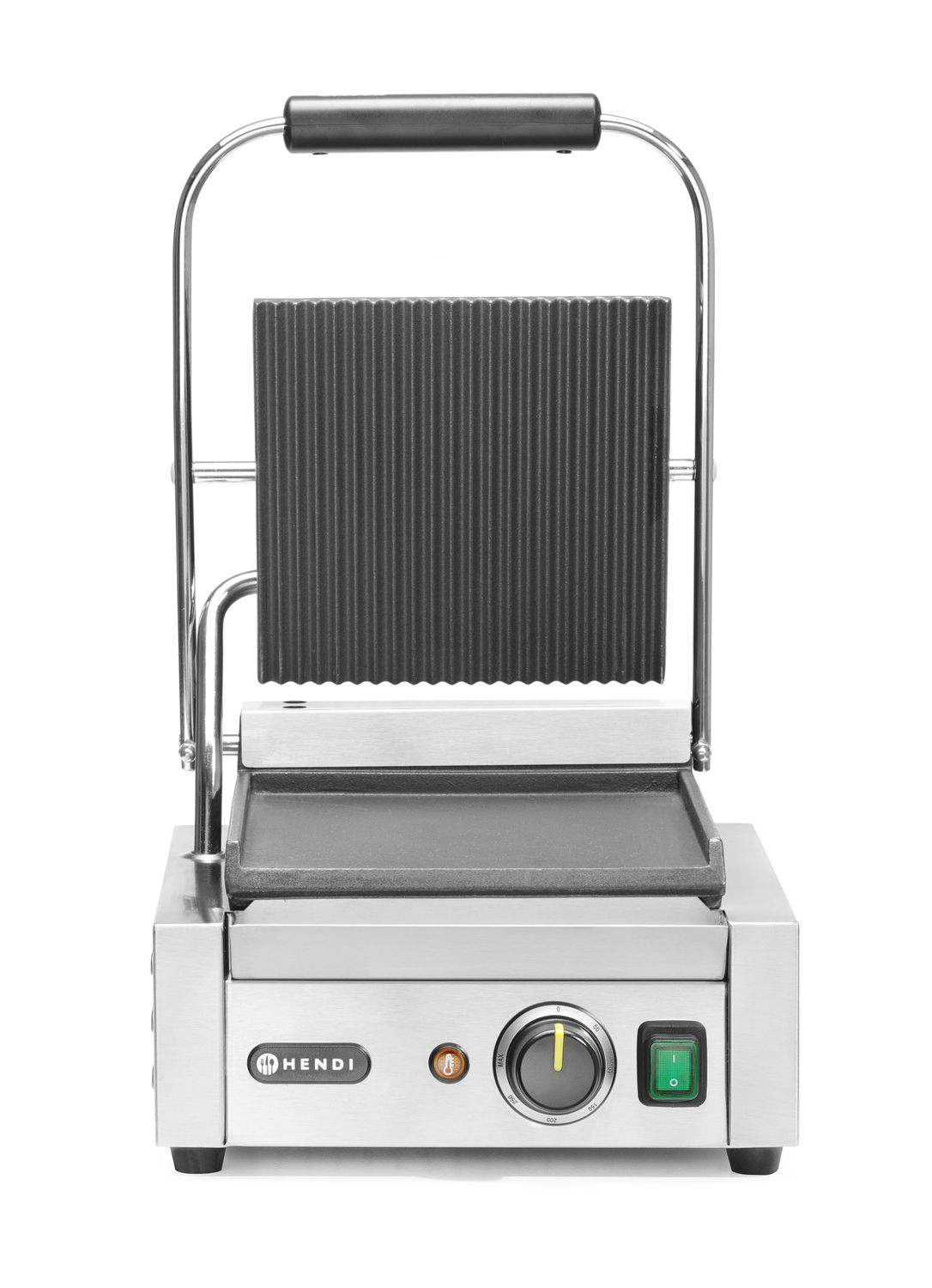Jednoduchý kontaktný gril, HENDI, drážkovaný vrch a hladké dno, 230V/1800W, 310x400x(H)210mm H 263600