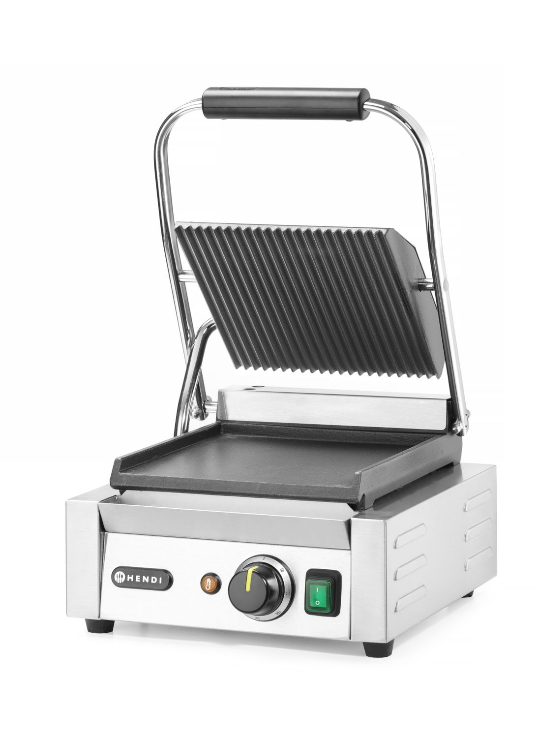 Jednoduchý kontaktný gril, HENDI, drážkovaný vrch a hladké dno, 230V/1800W, 310x400x(H)210mm H 263600
