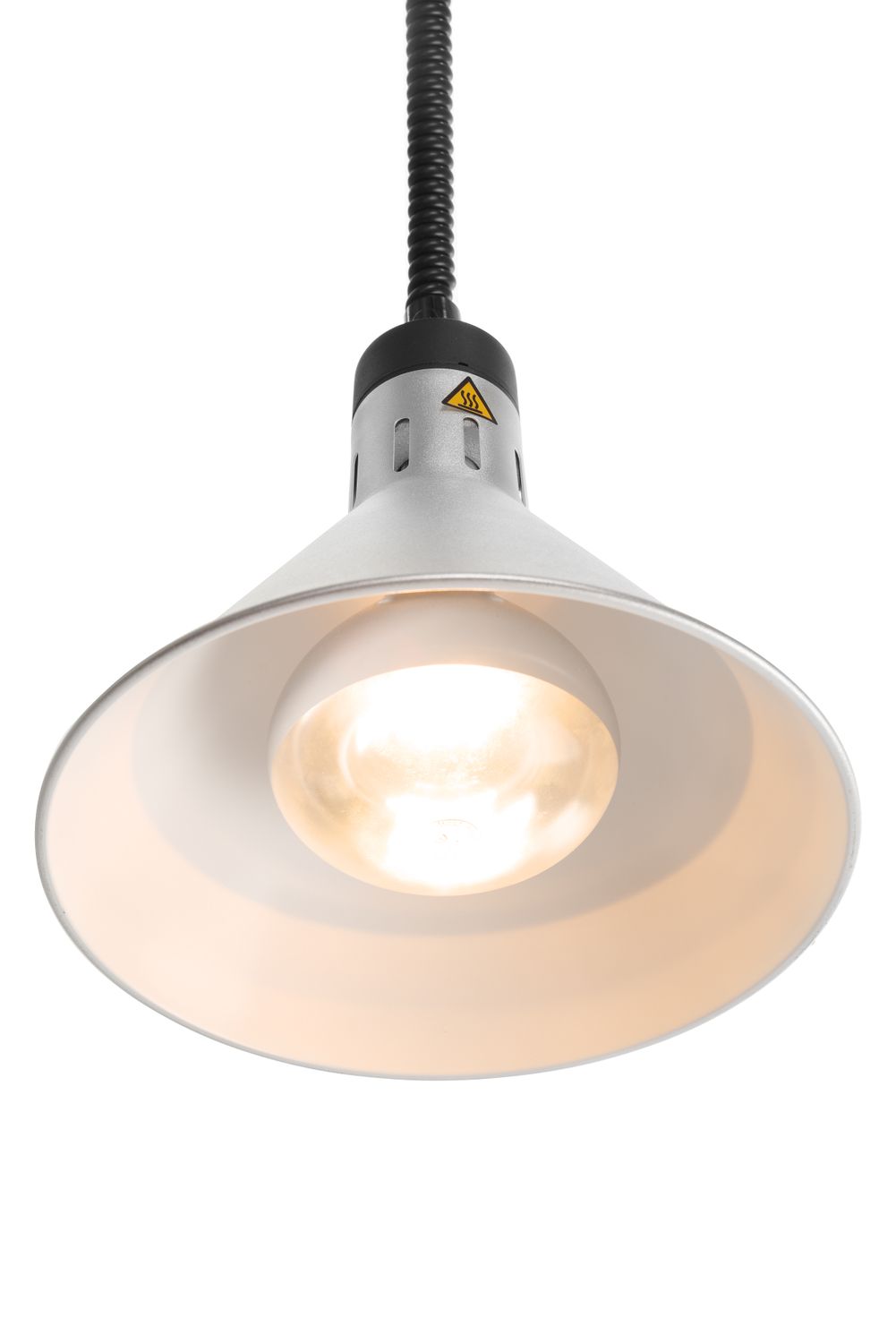 Lampa na ohrev jedál – závesná, kužeľová, HENDI, Strieborná, 230V/250W, ⌀275x(H)250mm 273869