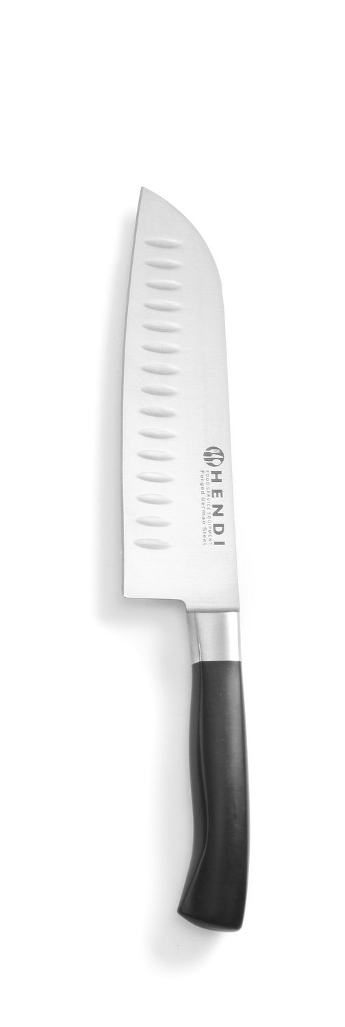 Nôž Santoku, HENDI, Profi Line, okrúhly zábrus, Čierna, (L)310mm Santoku, granton Kód: 844274