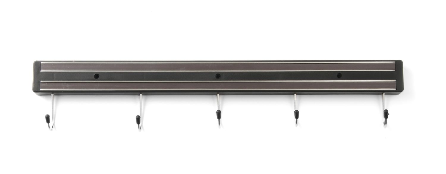 Magnetická lišta s háčikmi, HENDI, 5 háčikov, (L)470mm s háčkami, Kód: 820308