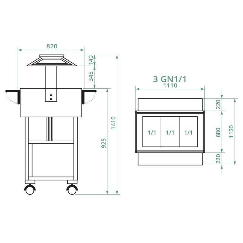 Chladený gastrobufet CLR2786NW -wenge