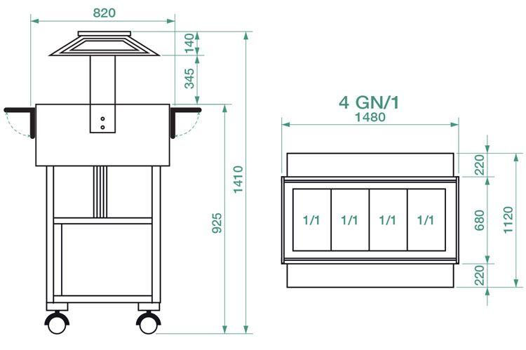 Chladený gastrobufet ELR2825W -wenge