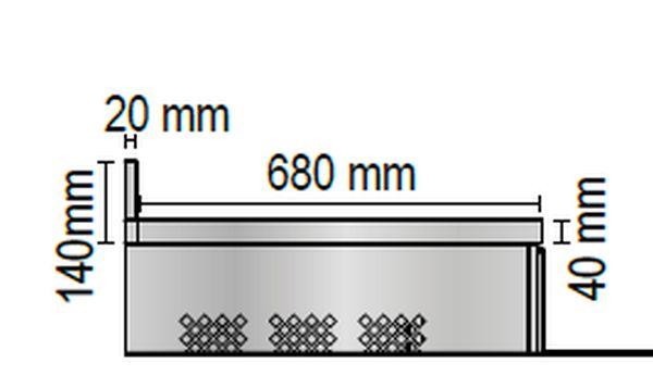 Chladiaci pracovný stôl, zadný lem TF 03 MID GNAL
